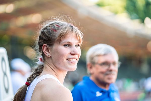 Talea Prepens (TV Cloppenburg) ueber 100m am 02.07.2022 waehrend den NLV+BLV Leichtathletik-Landesmeisterschaften im Jahnstadion in Goettingen (Tag 1)